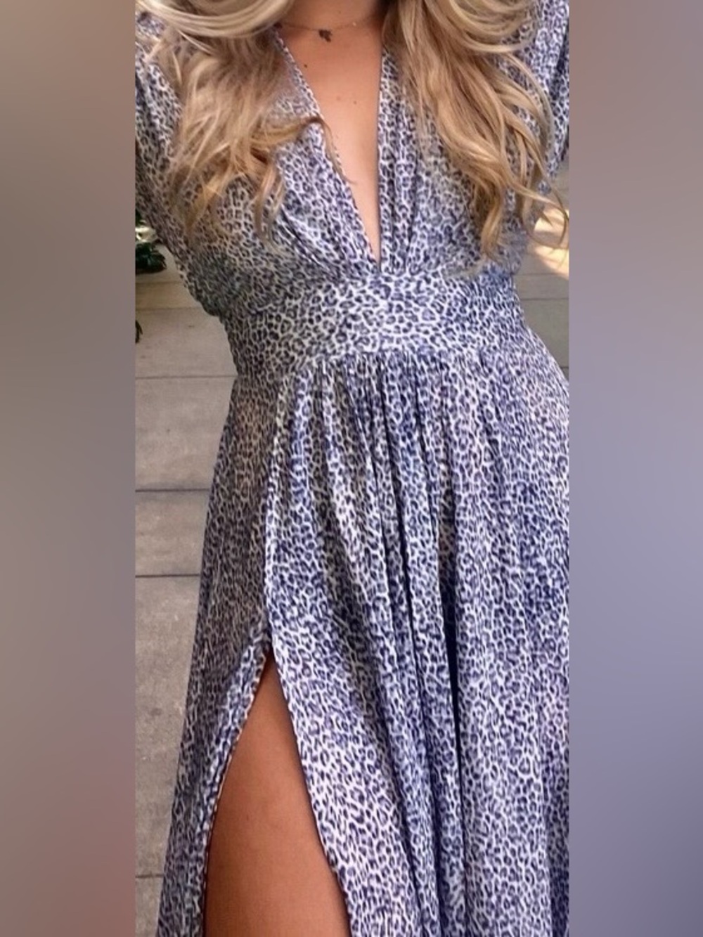 Grey Printed Maxi Skirt with Flowing Silhouette
